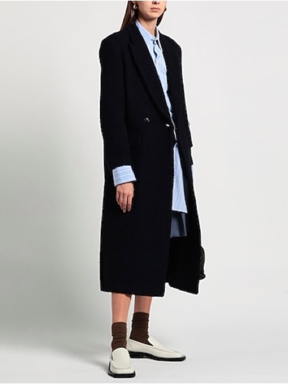 SANDRO Navy Bouclé Wool Coat Size 40 or 8 Like New